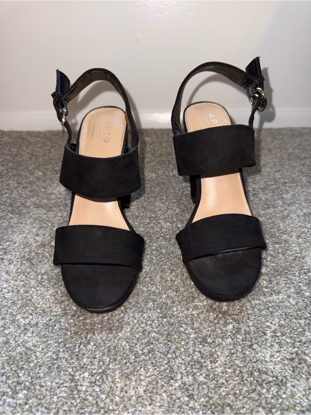Apt. 9 Black Suede Double-Band Slingback Heels